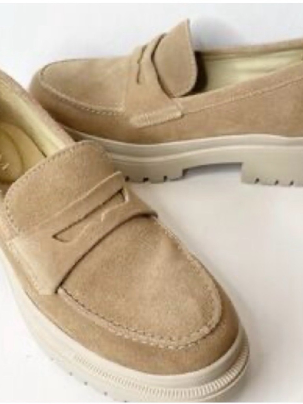 Portland Leather Women's Suede Platform Loafers - Tan- Worn Once